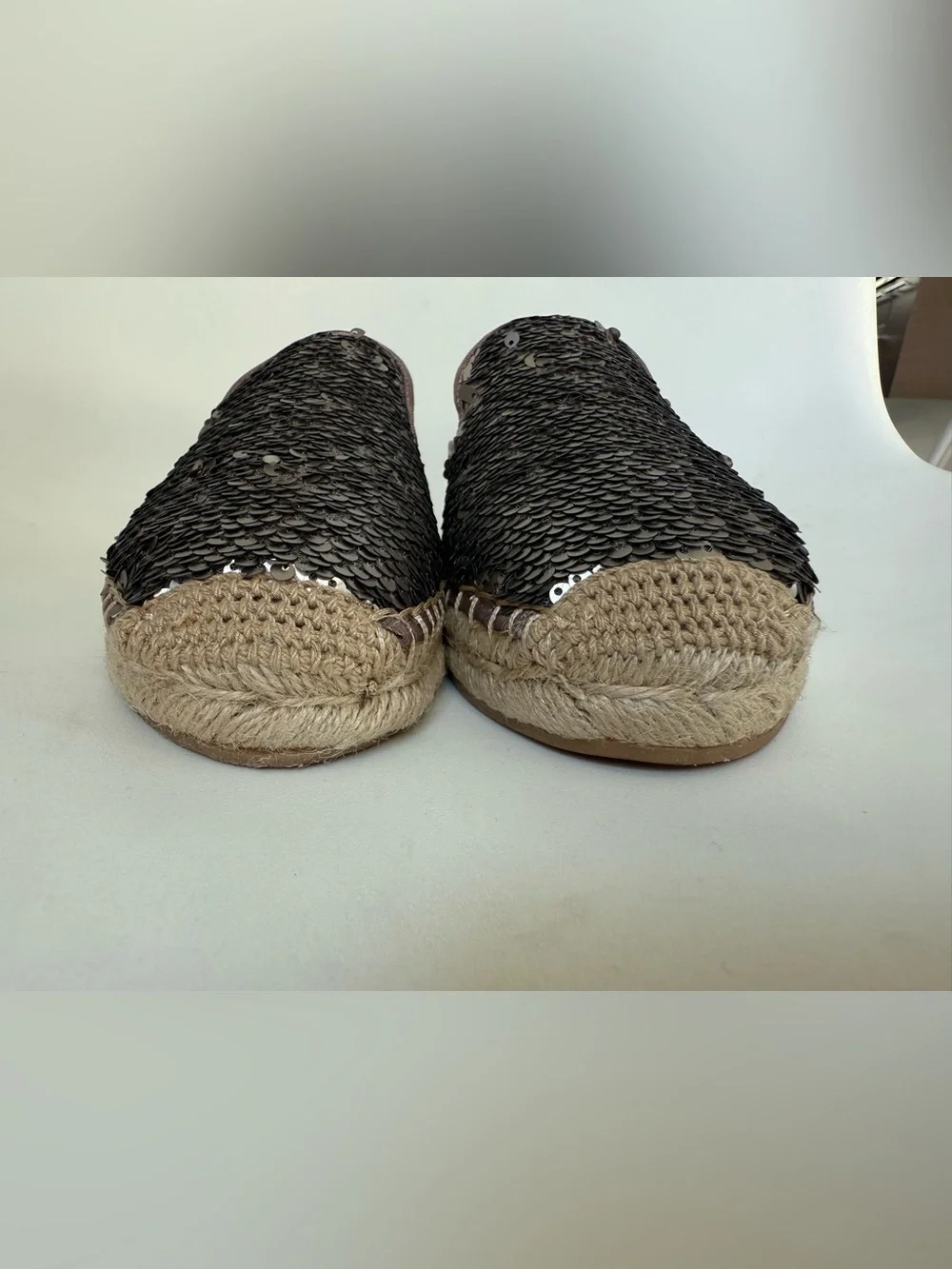 Sam Edelman Silver Sequin Espadrille Slip-Ons